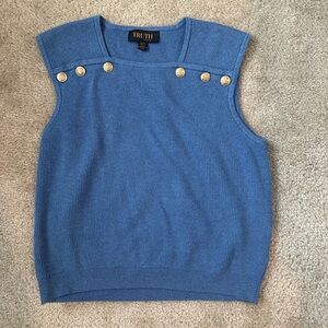 Truth Blue Knit Top with Gold Accents